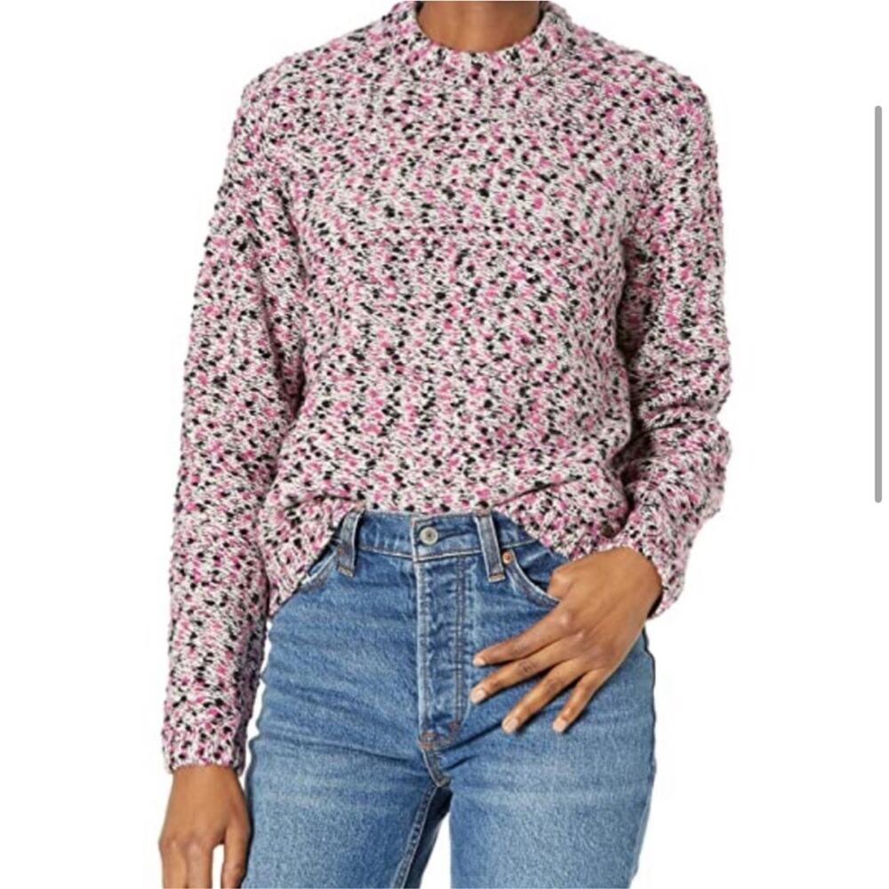 Ted Baker London Bbetsy pink black white cropped wool sweater size 5 or 14 NWT